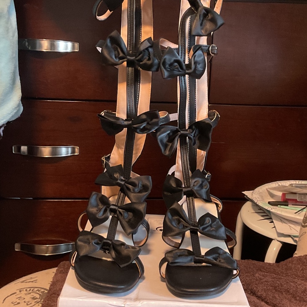 Elegant Black Bow Women's Sandals